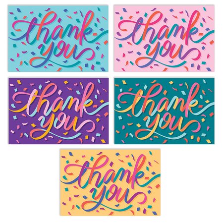 BETTER OFFICE PRODUCTS Thank You Cards W/Envs, 5 Dazzling Ribbon Cover Designs, Created by Alissandra Seelaus, 100PK 64524